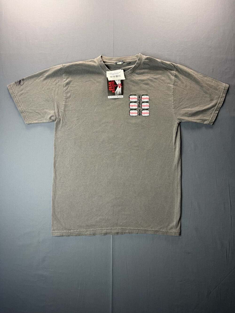 Crazy Shirts Musubi Six Pack Size M Gray T-Shirt Crater Dyed NWT